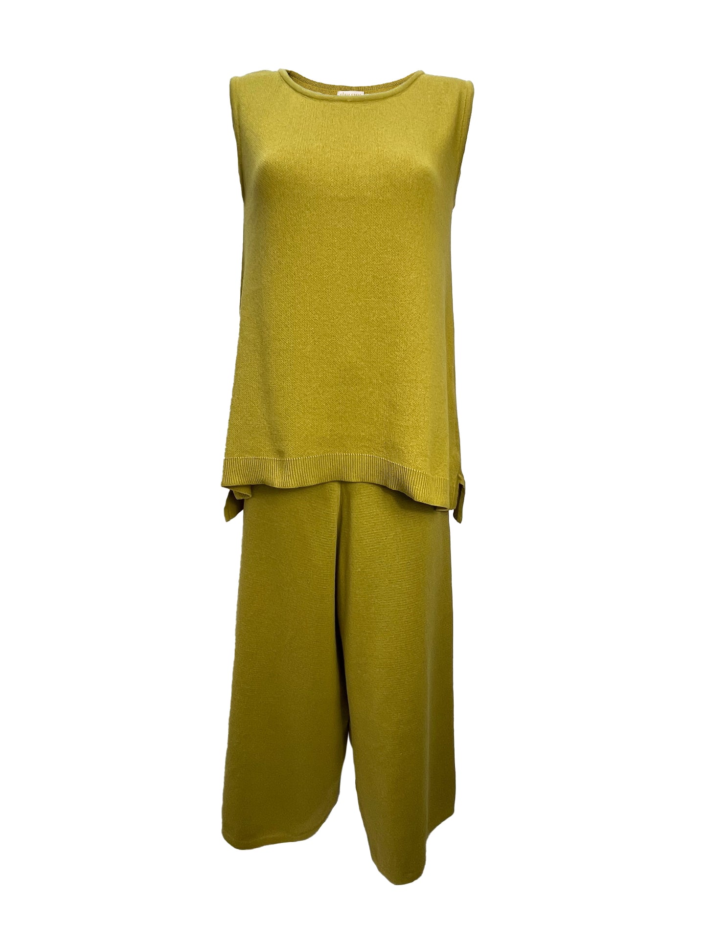 Sunshine Cotton Knitted Wide Leg Trouser - Chartreuse