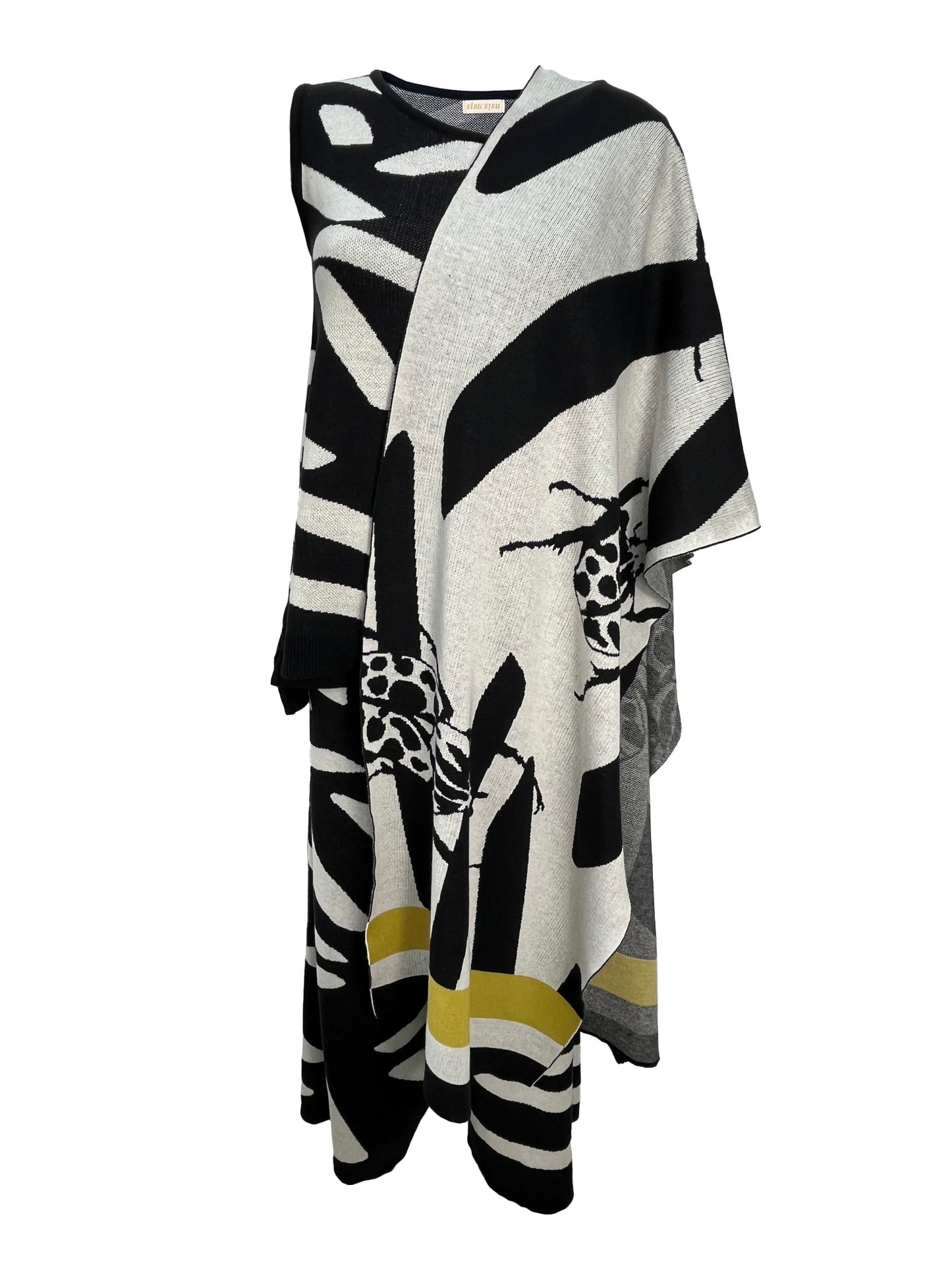 Mosaic Cotton Knitted Wide Leg Trouser - Black & Ivory