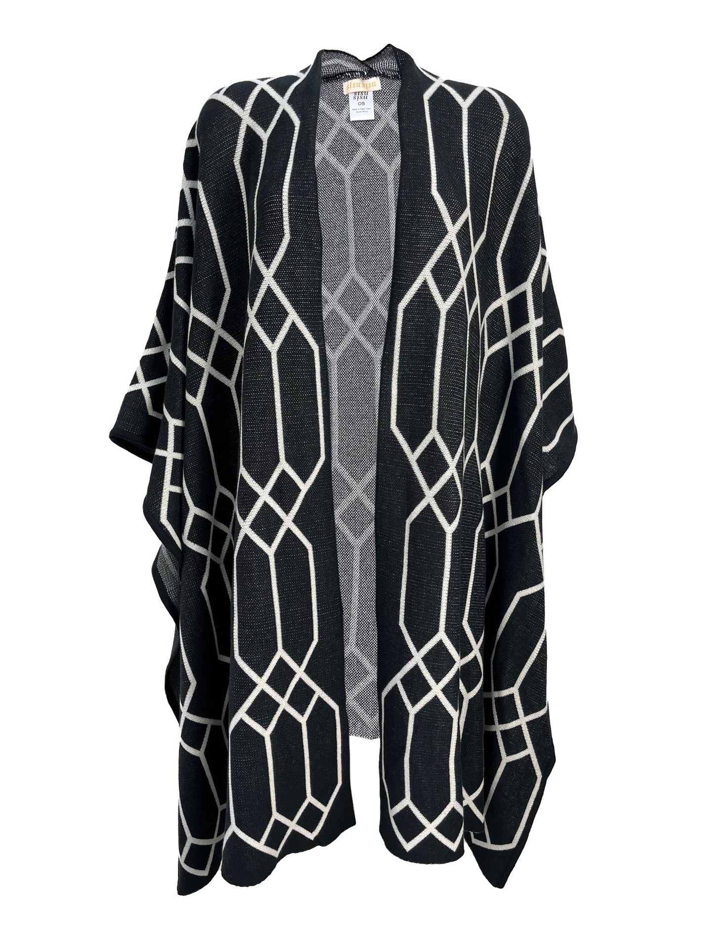 Geometric Cotton Knitted Sweater - Black & Ivory