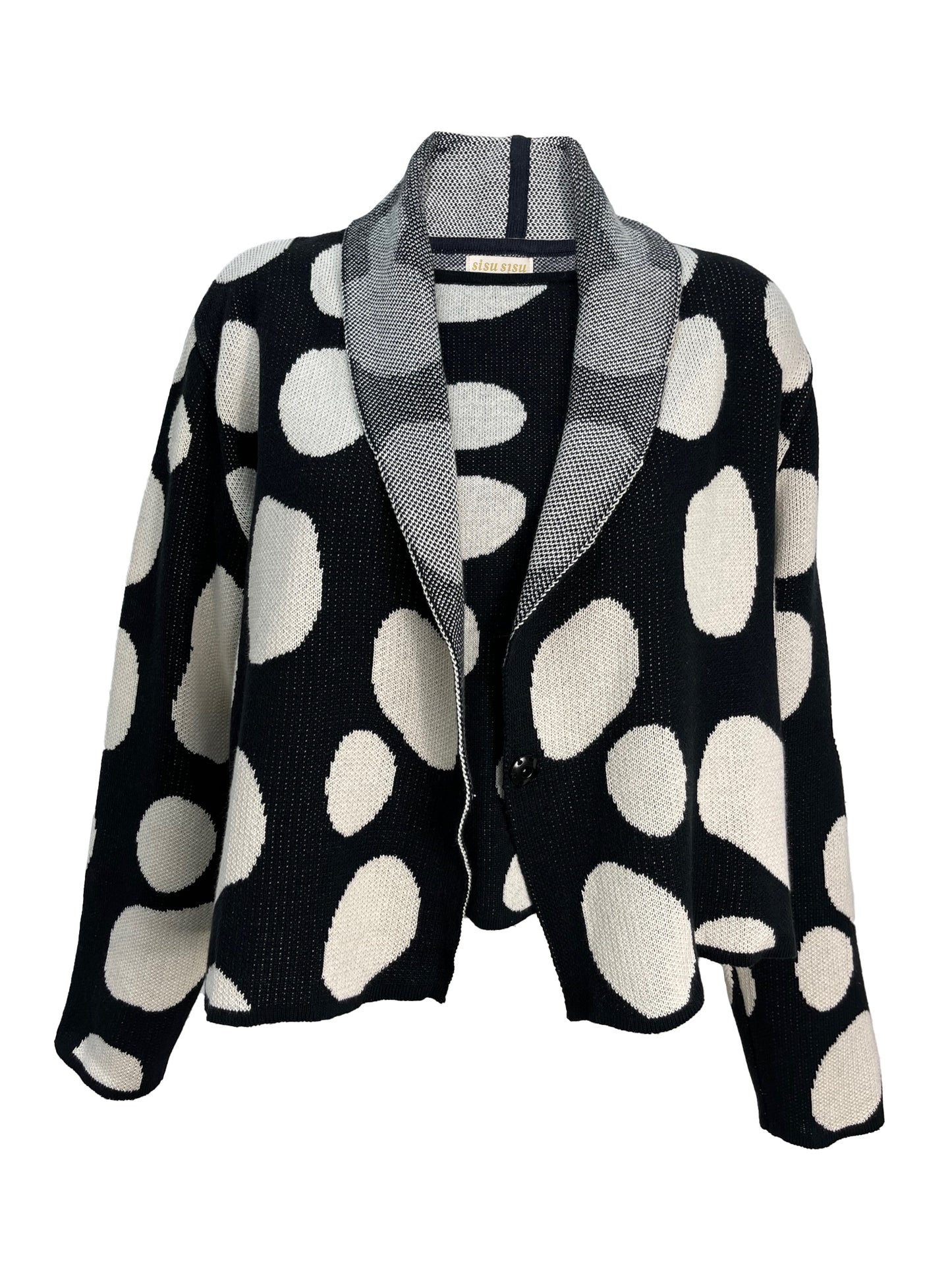 Goliath Irregular Spot Cotton Knitted Sweater - Black & Ivory