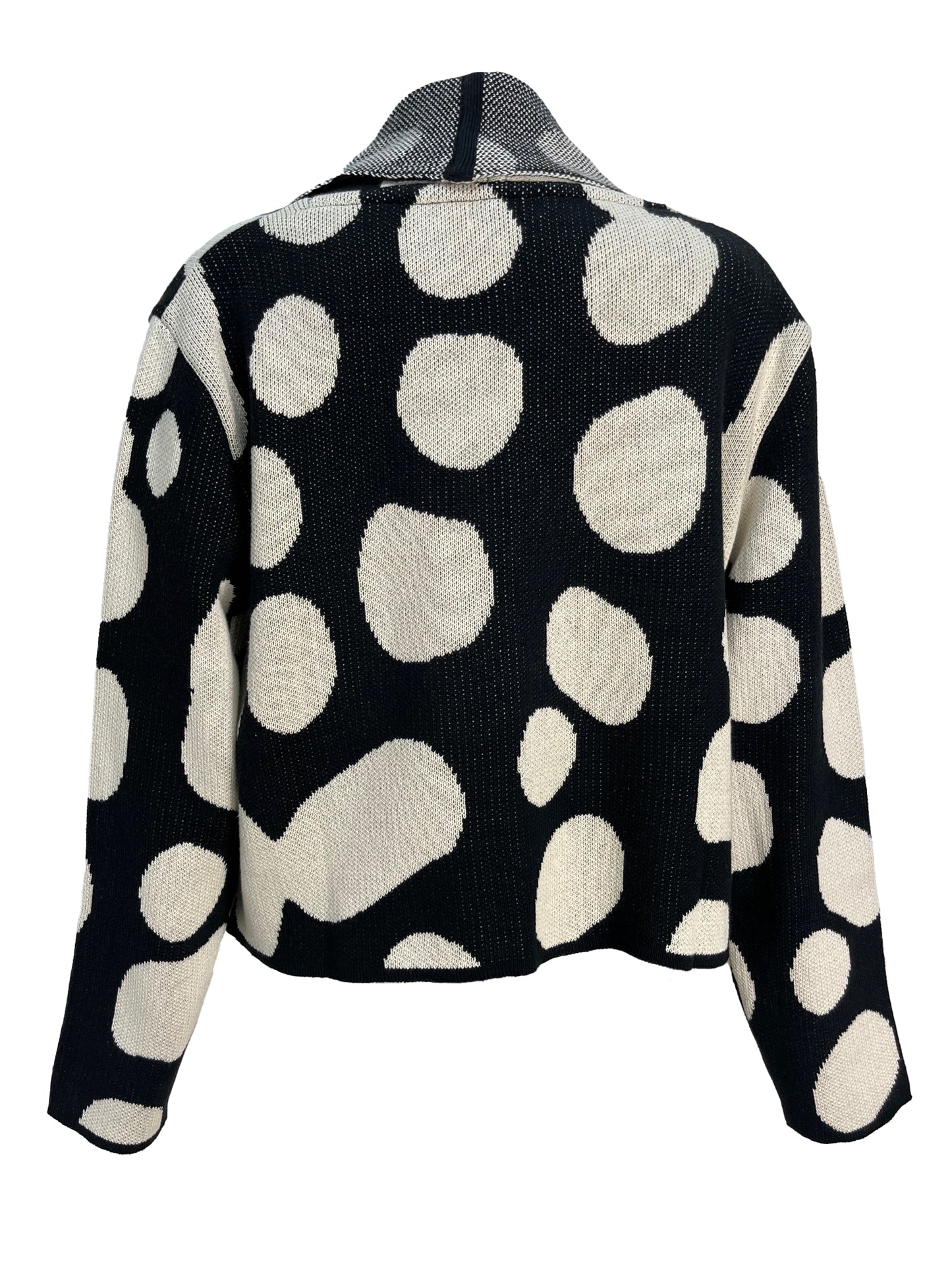 Goliath Irregular Spot Short Cotton Knitted Jacket - Black & Ivory
