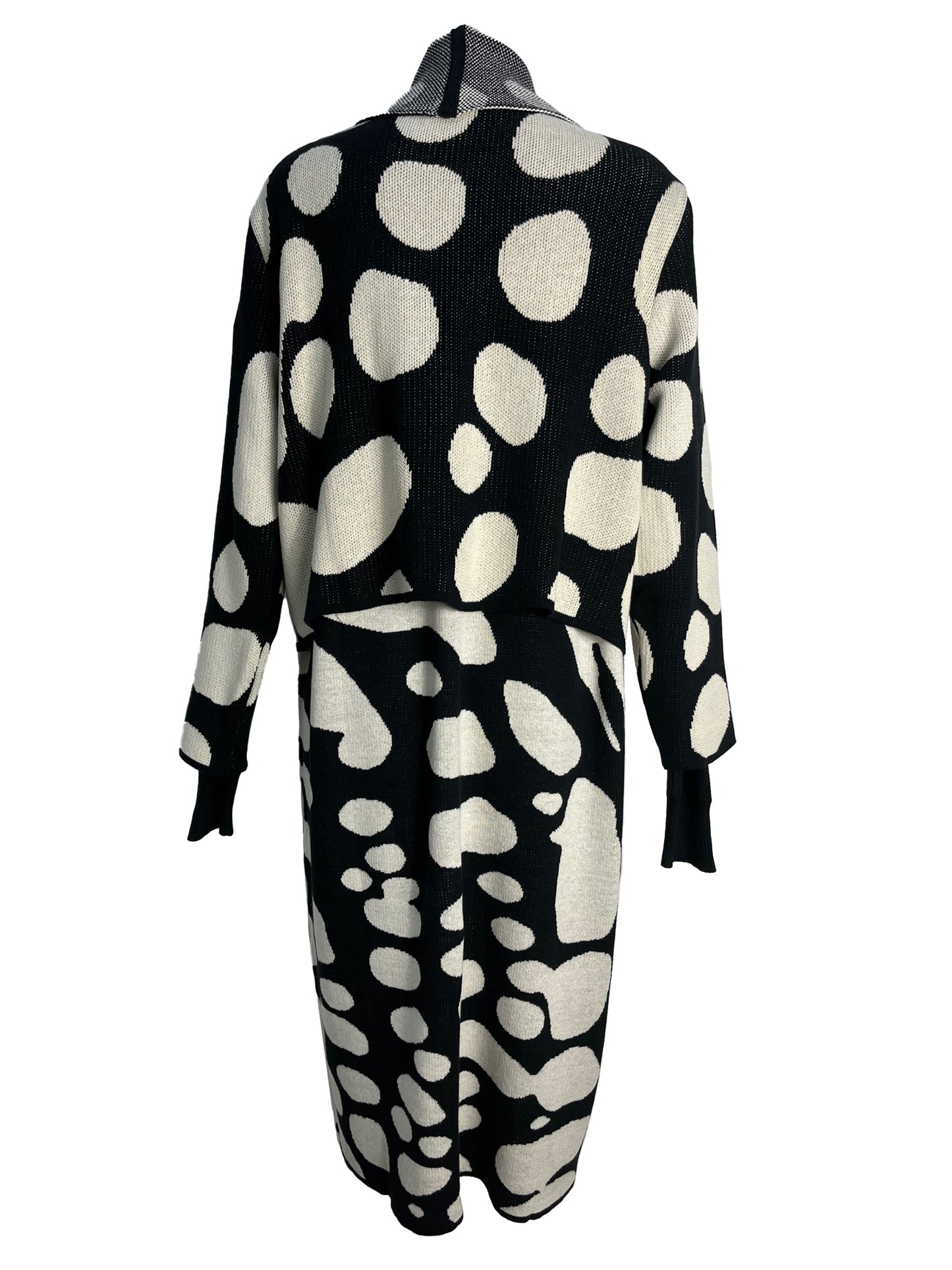 Goliath Irregular Spot Cotton Knitted Tulip Jumper Dress - Black & Ivory