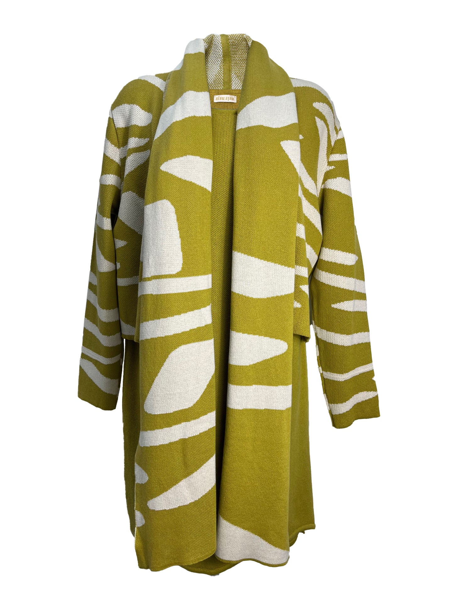 Mosaic Short Cotton Knitted Jacket - Chartreuse & Ivory