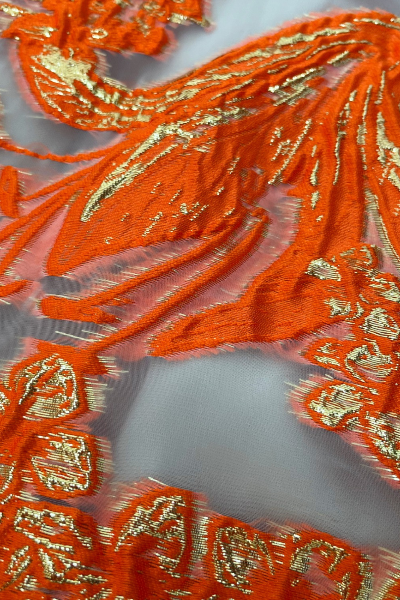 Sunset Orange And Gold Statement Flower Coat