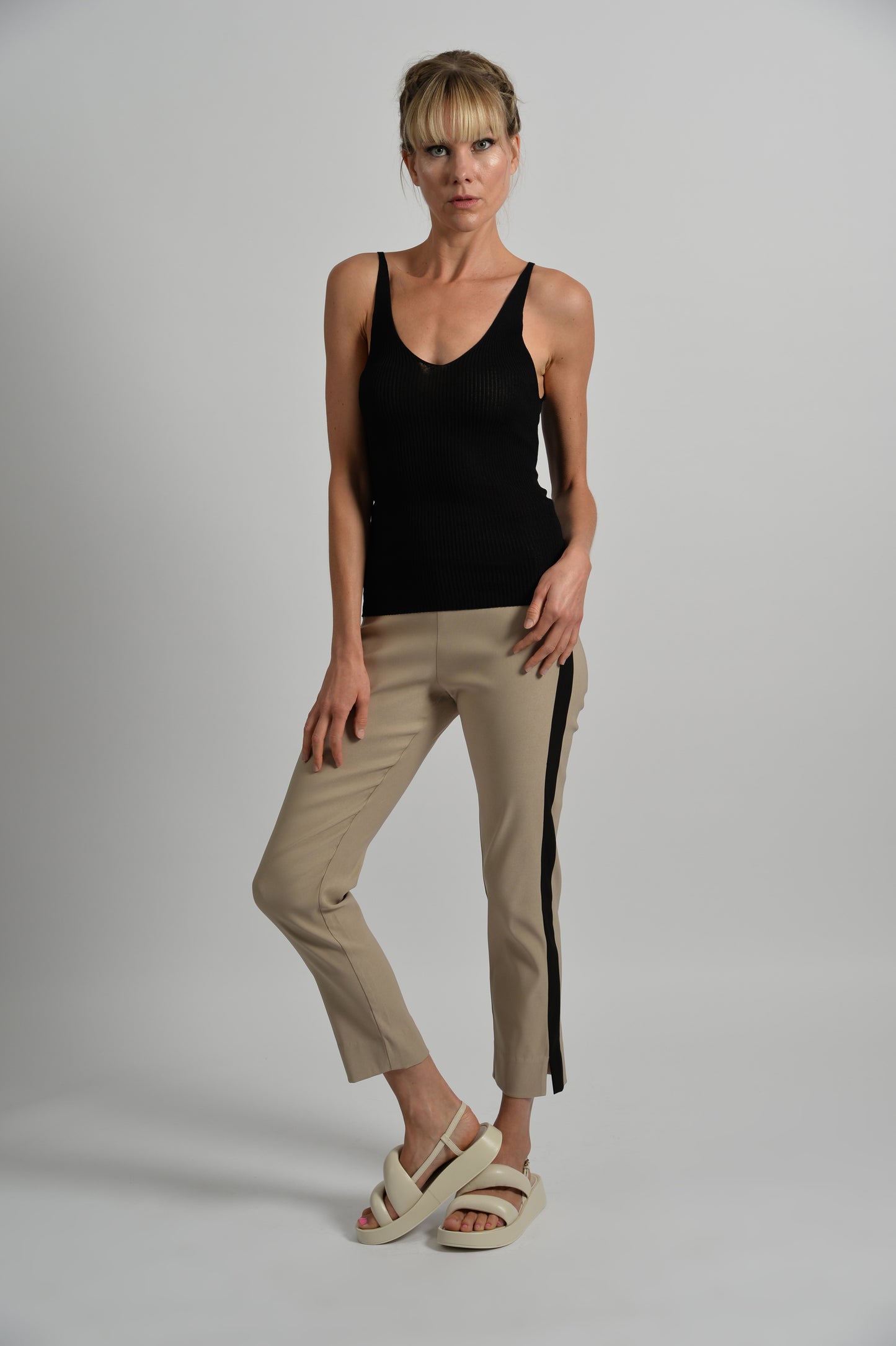 Best Friend Stripe Slim Trouser - Putty & Black