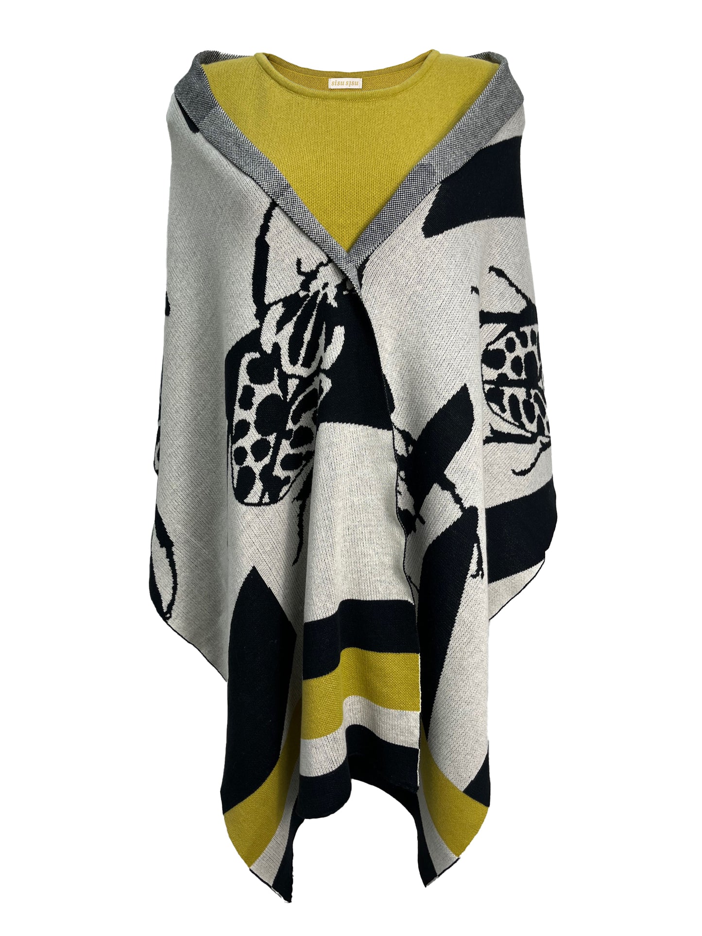 Mosaic Goliath Beetle Cotton Knitted Scarf - Black Ivory & Chartreuse